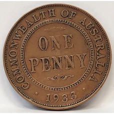 AUSTRALIA 1933/2 . ONE 1 PENNY . VARIETY . OVERDATE . MINOR FLAW